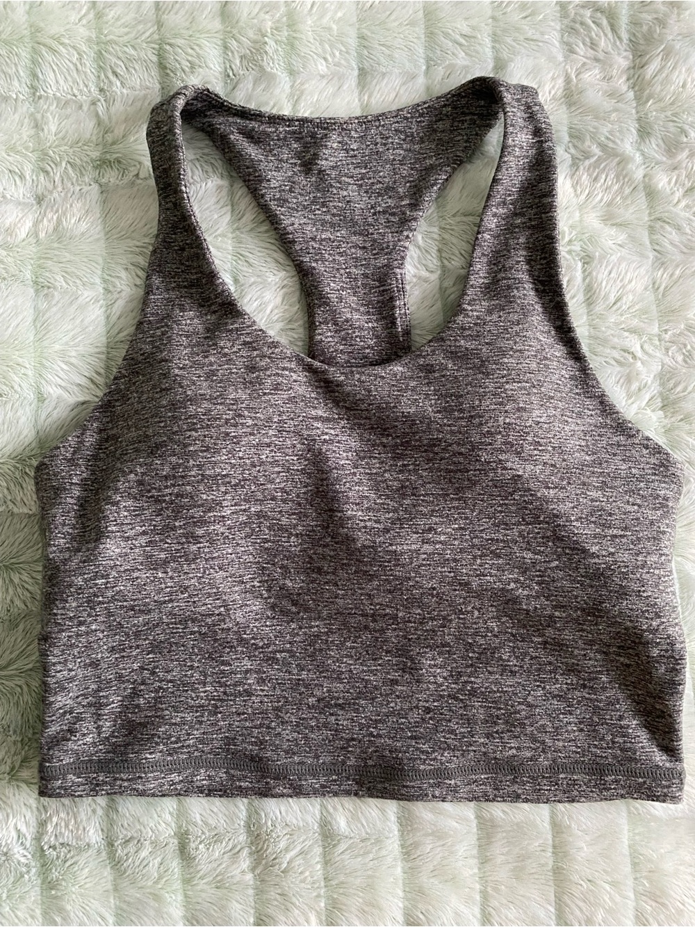 P’tula Heather Gray Racerback Cropped Tank Top with Built-in Sports Bra — Small
